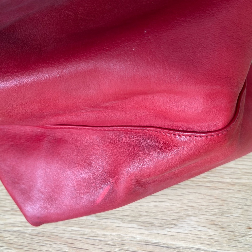 Saint Laurent Lambskin Teddy Drawstring Bag Eros Red - Picture 7 of 16